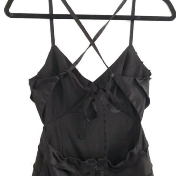 Forever 21 Dress S Tier V-Neck Backless Black Fray - Picture 7 of 11